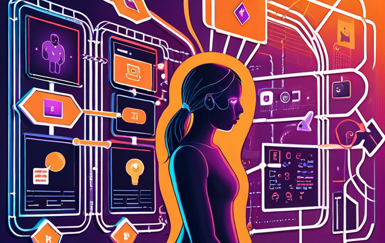 A dynamic and vibrant illustration showing a person transitioning from an initial state of confusion to empowerment in web design. Abstract digital elements like floating wireframes, transforming code snippets, and icons representing no-code/low-code platforms (e.g., Figma, Webflow, AI symbols) surround them. The scene captures the essence of ideas taking shape and the exciting simplification of complex creative processes.