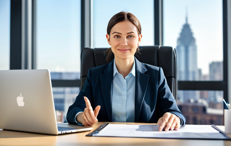 Modern Office Environment**

"A professional woman in a fully clothed, modest business suit sitting at a clean desk in a bright, modern office. The background features blurred cityscape views through large windows. Natural lighting, perfect anatomy, correct proportions, well-formed hands, proper finger count. Safe for work, appropriate content, professional, family-friendly, high quality, detailed."

**
